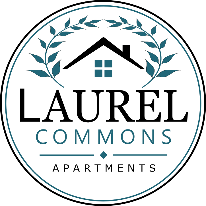 The image is a logo for Laurel Commons Apartments.
